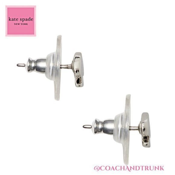 KATE SPADE Signature Spade Silver Stud Earrings With KS Pink Dust Bag NWT - Picture 3 of 5